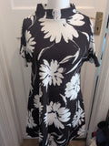 Peacocks 14 Black And White Floral Open Shoulder Dress