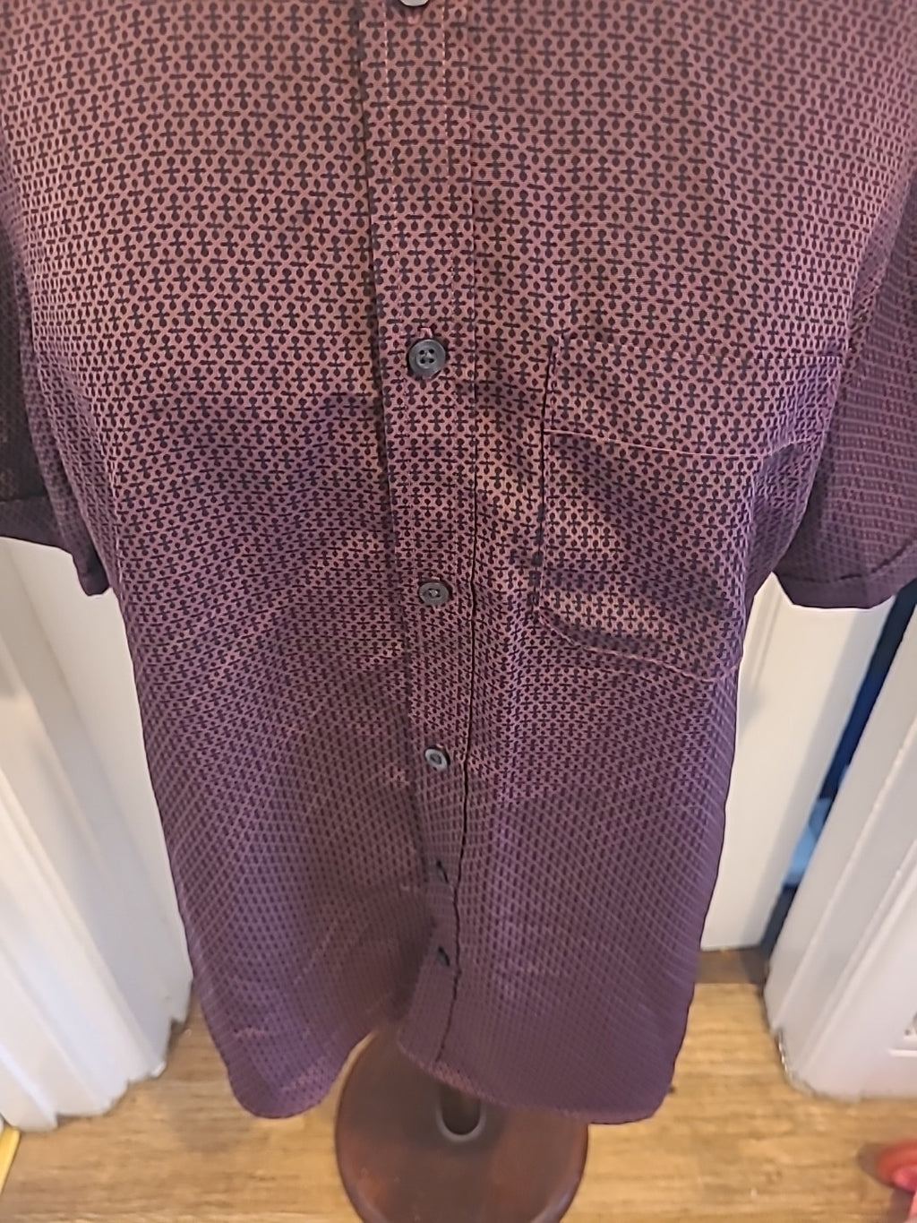 Mens Marks And Spencer Size Medium Purple Black Detailed Regular Fit Easy...