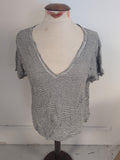 M&S 18 Black And White Short Sleeve V Neck T-shirt