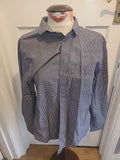 Mens Admiral Size Medium Navy White Small Check Long Sleeved Shirt