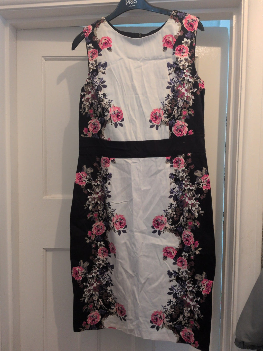 BHS 14 Black Pink White And Purple Sleeveless Dress