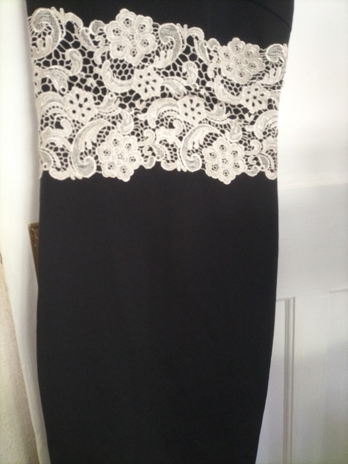 Ladies AX Paris Size 10 Black/gold Embroidered Cap Sleeved Dress