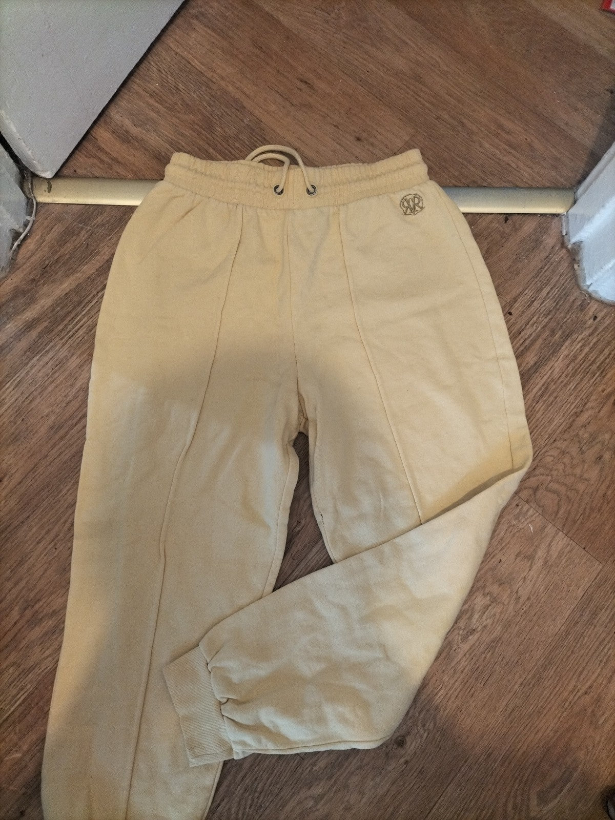 Mens River Island Size Medium Yellow Elasticated Joggers
