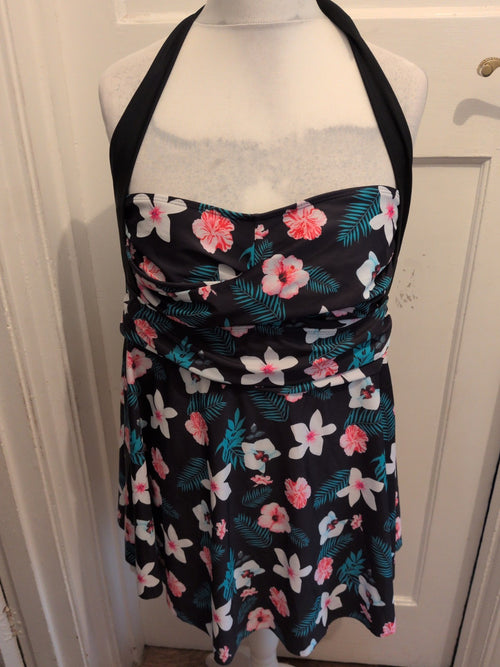 2XL Halter neck Swimwear Top Multicoloured Floral