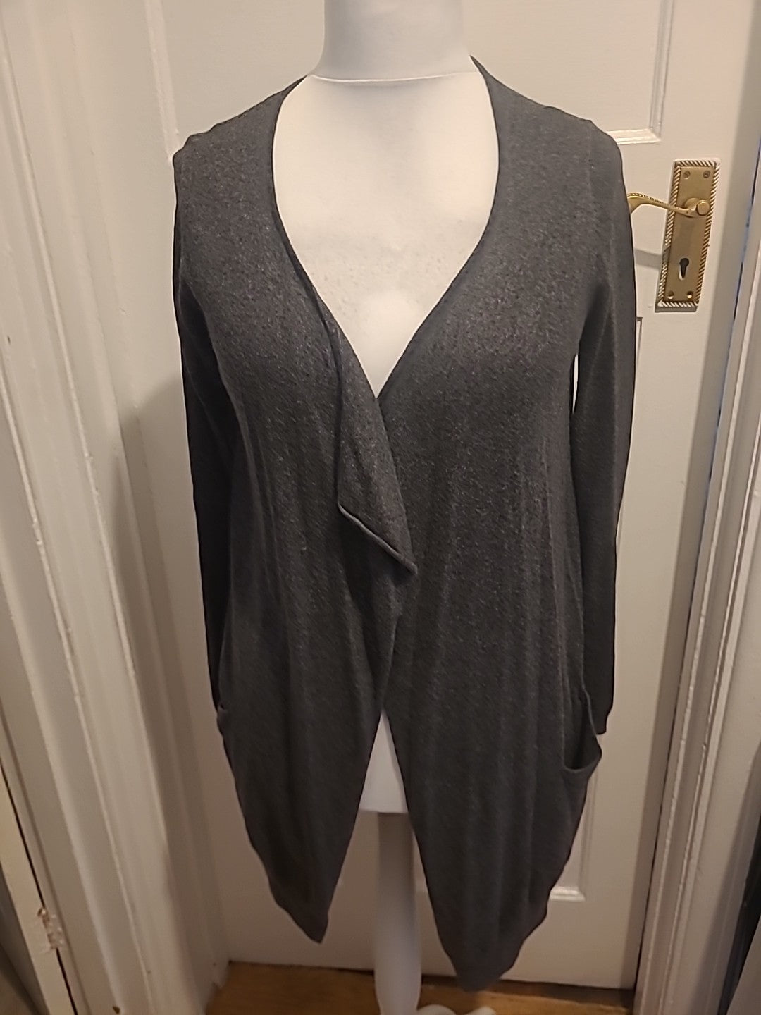 Ladies Next Size 10 Grey Long Length Cardigan