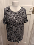 Tu 24 Black And White Floral Aztec Short Sleeve Blouse