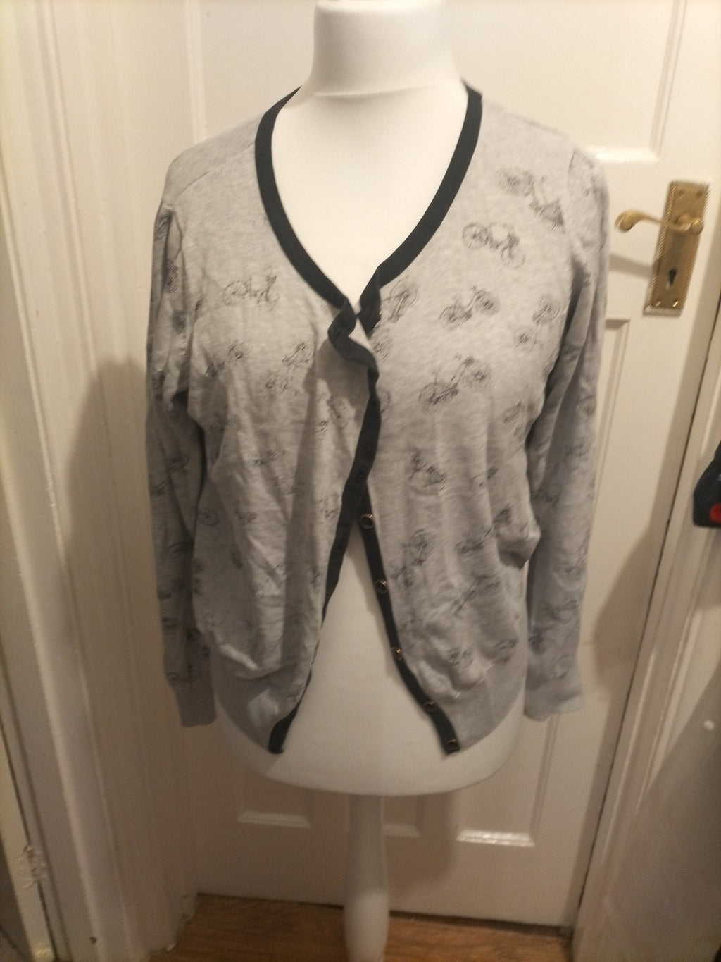 Ladies F&F Size 20 Grey "Bike Buttoned Cardigan