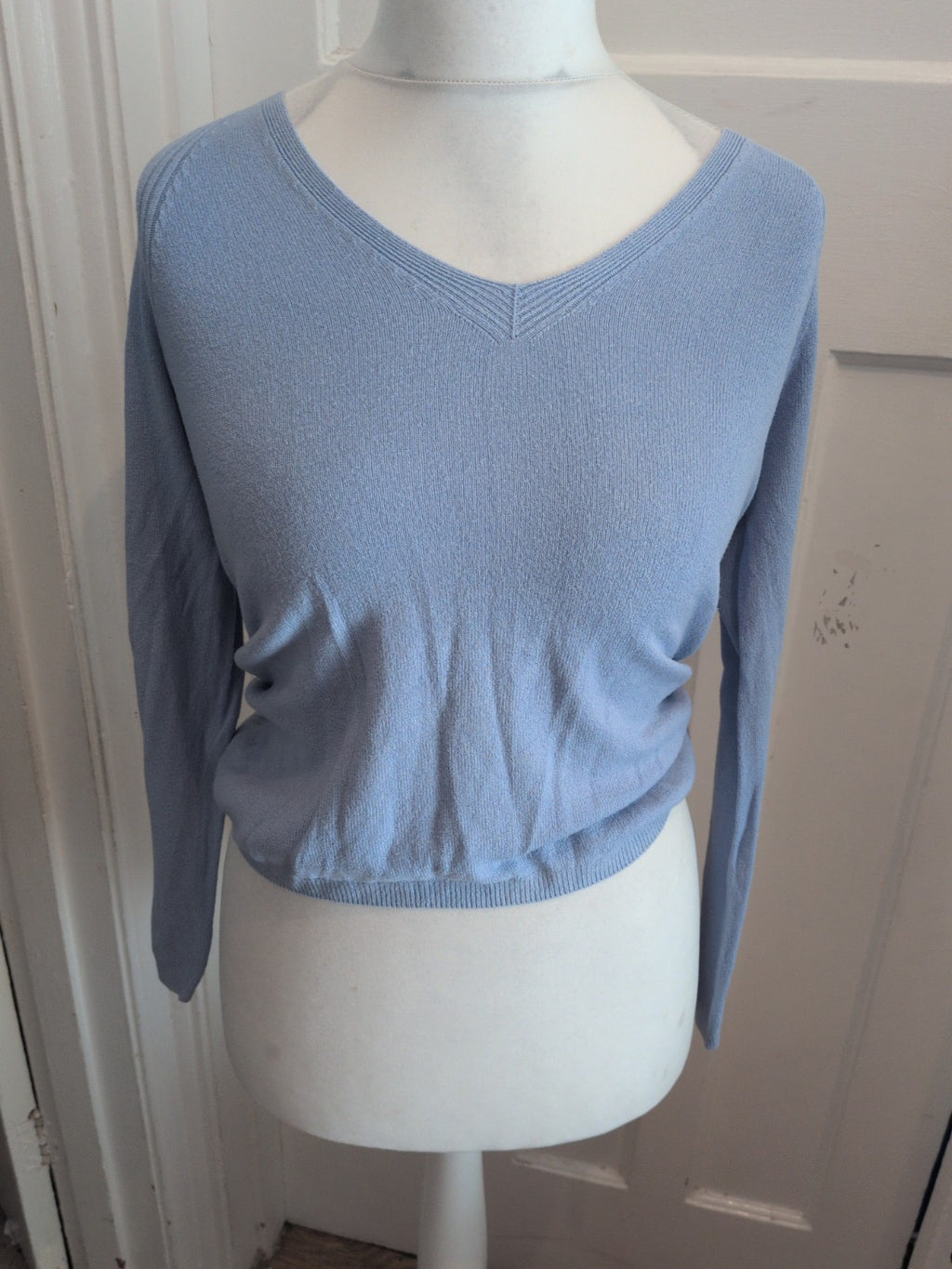 Marks And Spencer 12 Periwinkle Long Sleeve V Neck Jumper