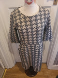 Ladies First Avenue Size 12 Beige Grey Mid Sleeved Dress