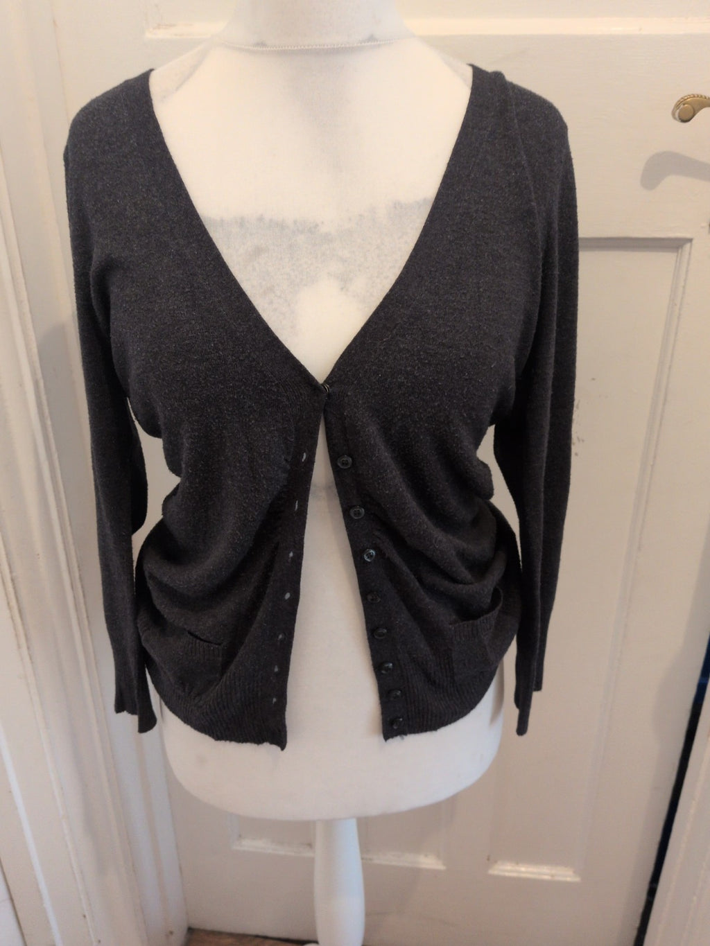 New Look 12 Dark Grey V Neck Cardigan