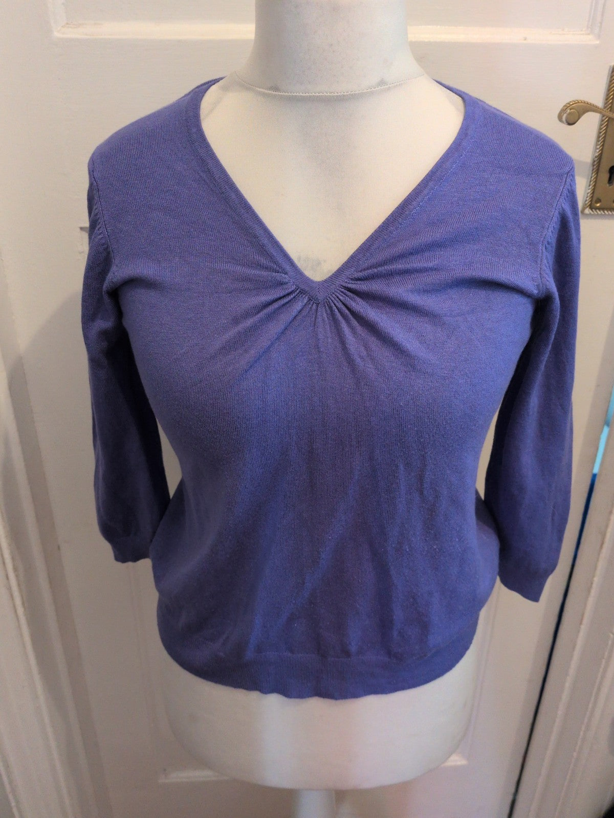 Marks And Spencer 14 Mauve Long Sleeve V Neck Jumper