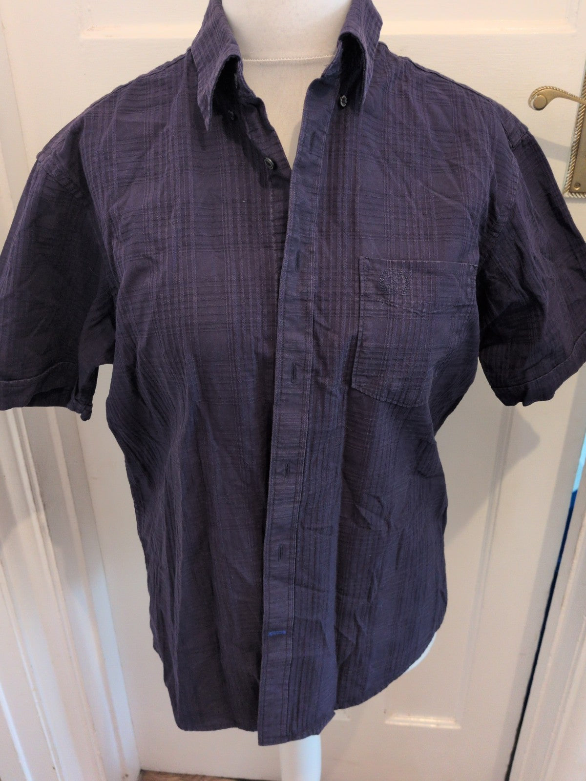 Blue Harbour Reg Fir Medium Super Soft Cotton Navy Pattern Short Sleeve Shirt