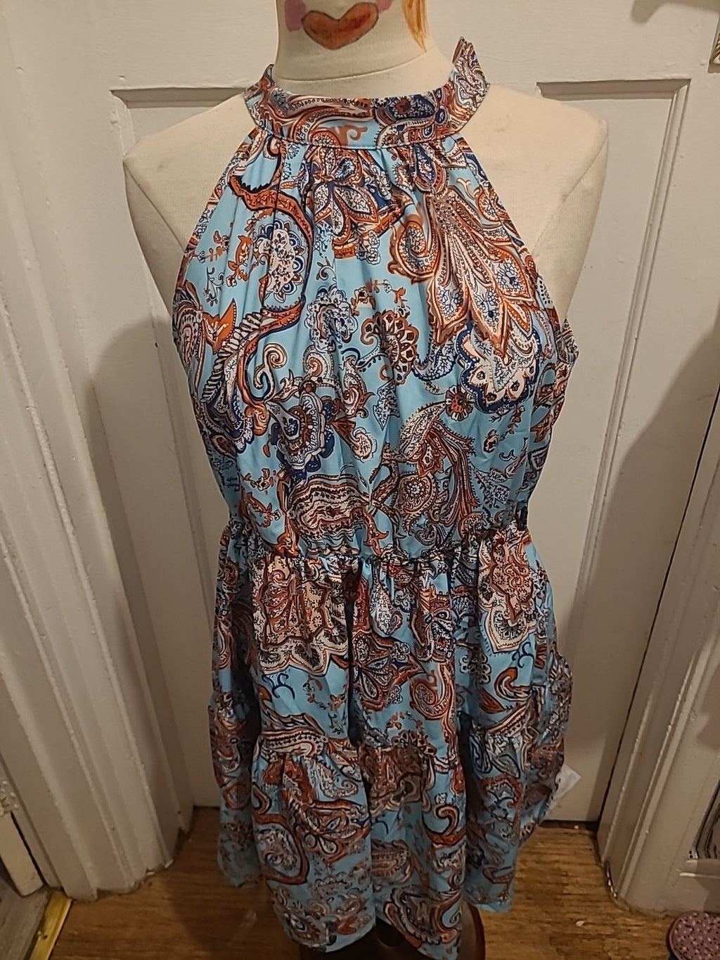 Ladies Shein Size Large Blue Aztec Sleeveless Dress