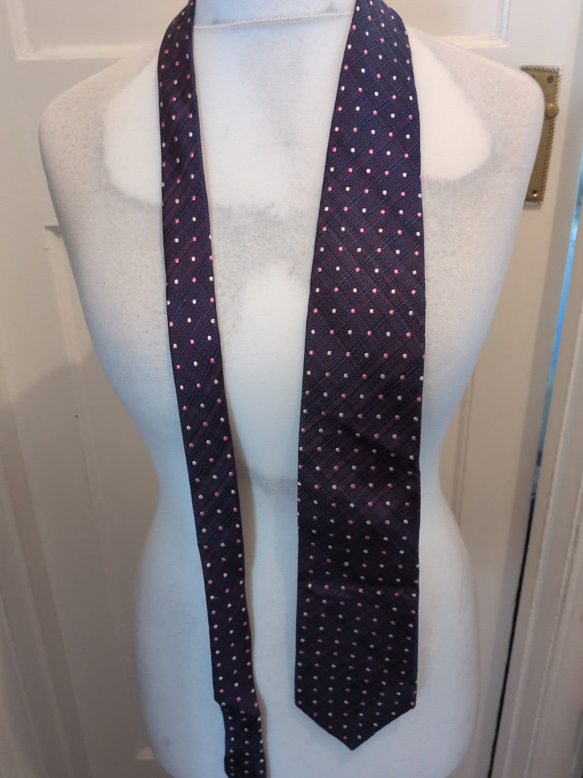 Marks And Spencers Purple Dotty Patterned Tie