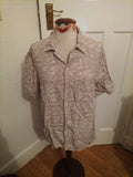 Mens Marks And Spencer Size Large Putty Patterned Short Sleeved Shirt