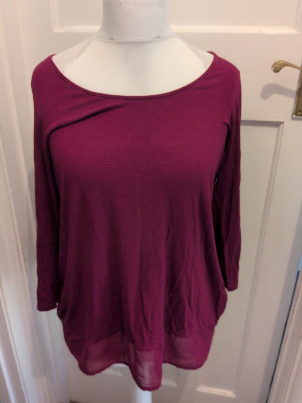 Marks And Spencer 14 Raspberry Long Sleeve Blouse