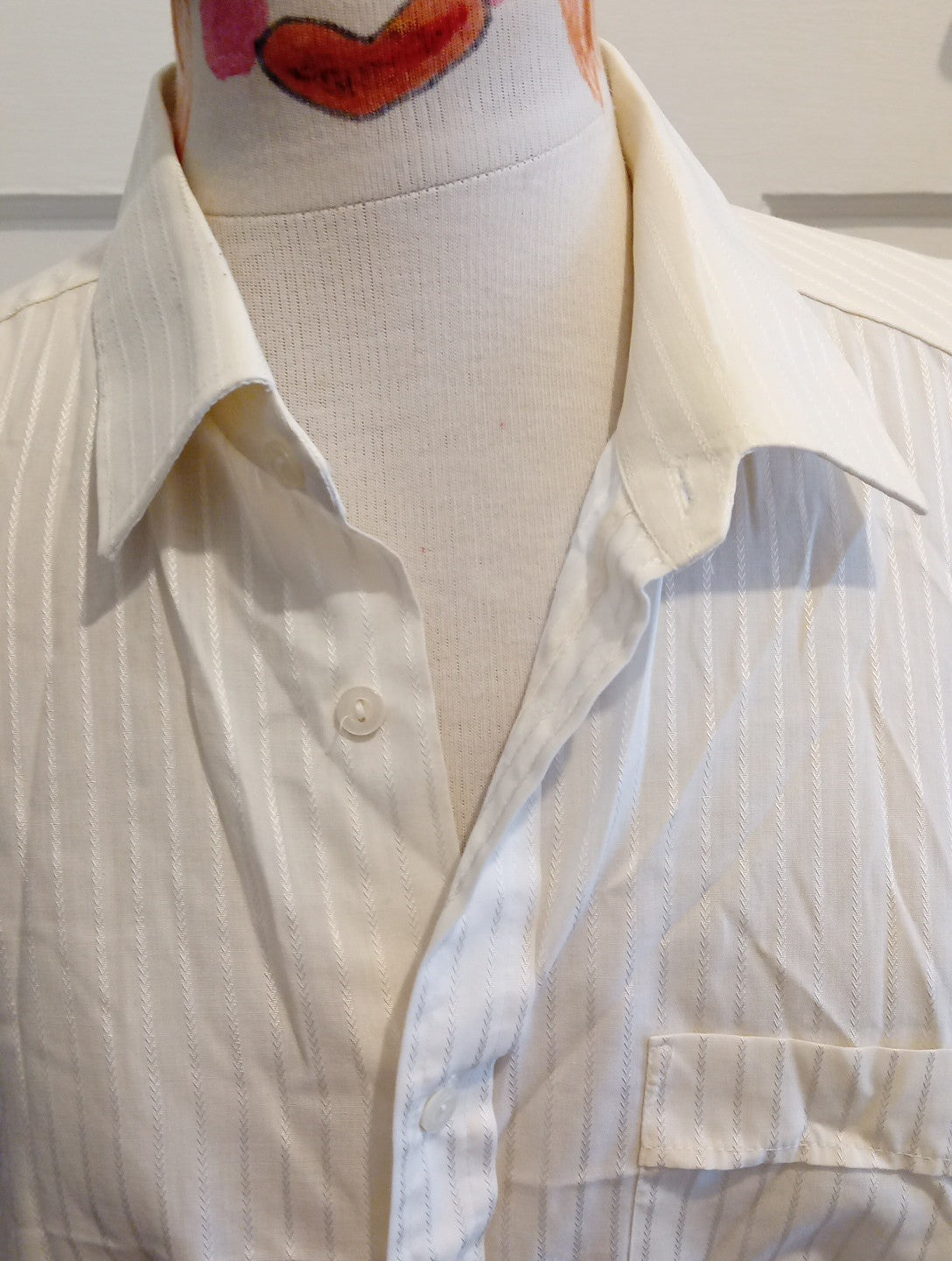 Mens St Michael Size 16.5" Ivory Patterned Formal Dress Shirt