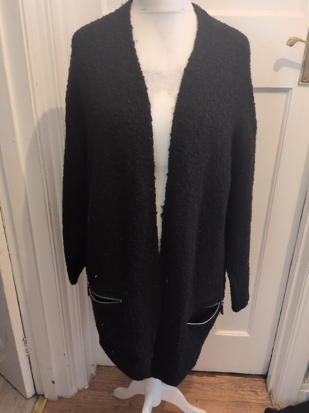 F&F 18 Black Longline Open Cardigan Knit
