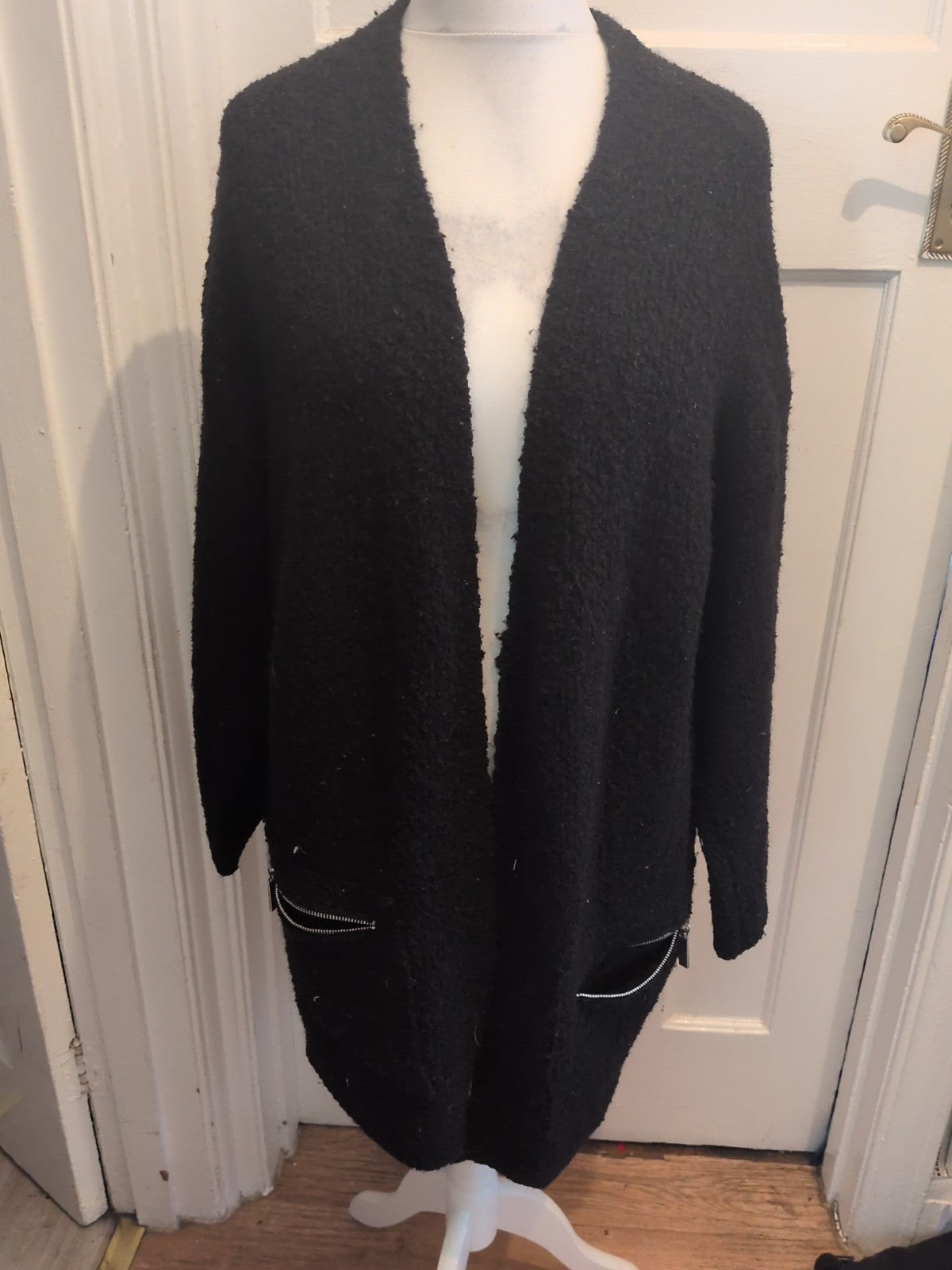 F&F 18 Black Longline Open Cardigan Knit