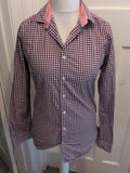 Mango Small Slim Fit Red Check Long Sleeve Shirt