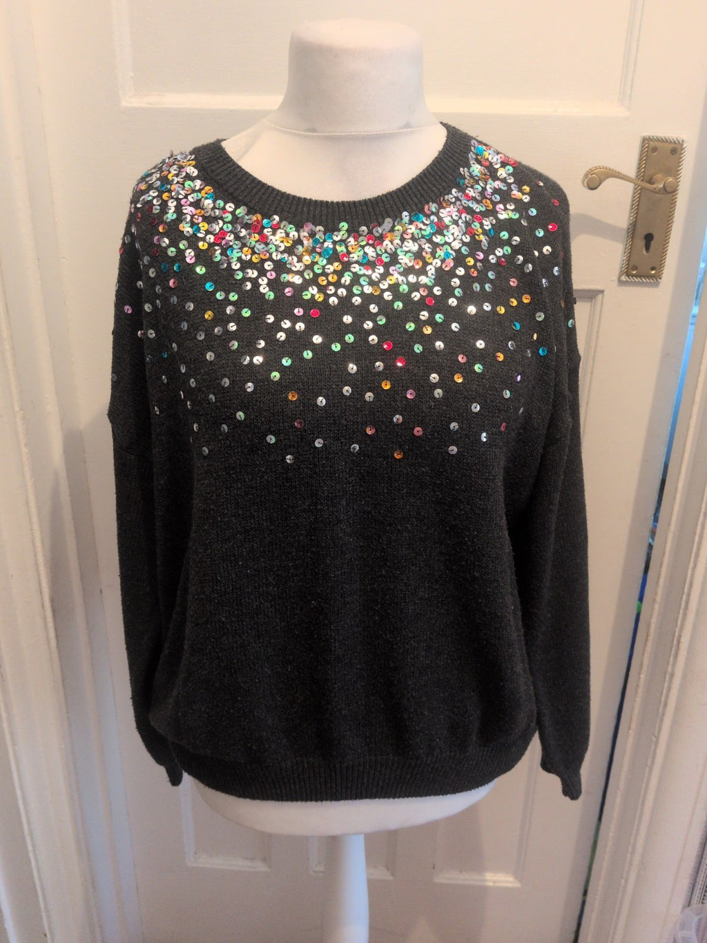 Papaya Medium Grey With Multicoloured Sequins Jumper