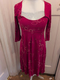 White Stuff 12 Purple Patterned Long Length Dress Half Sleeve
