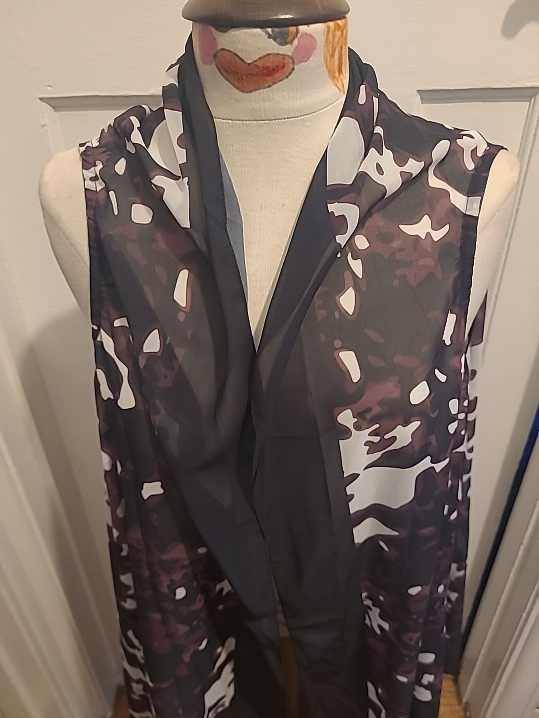 Ladies Free Size Purple Black White Waterfall Lightweight Blouse