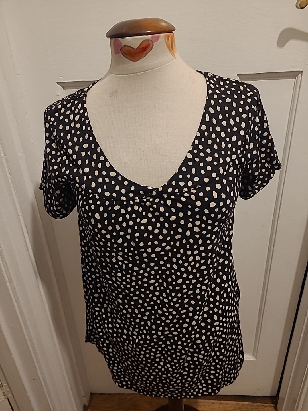 Ladies Fat Face Size 6 Polkadot Short Sleeved Blouse