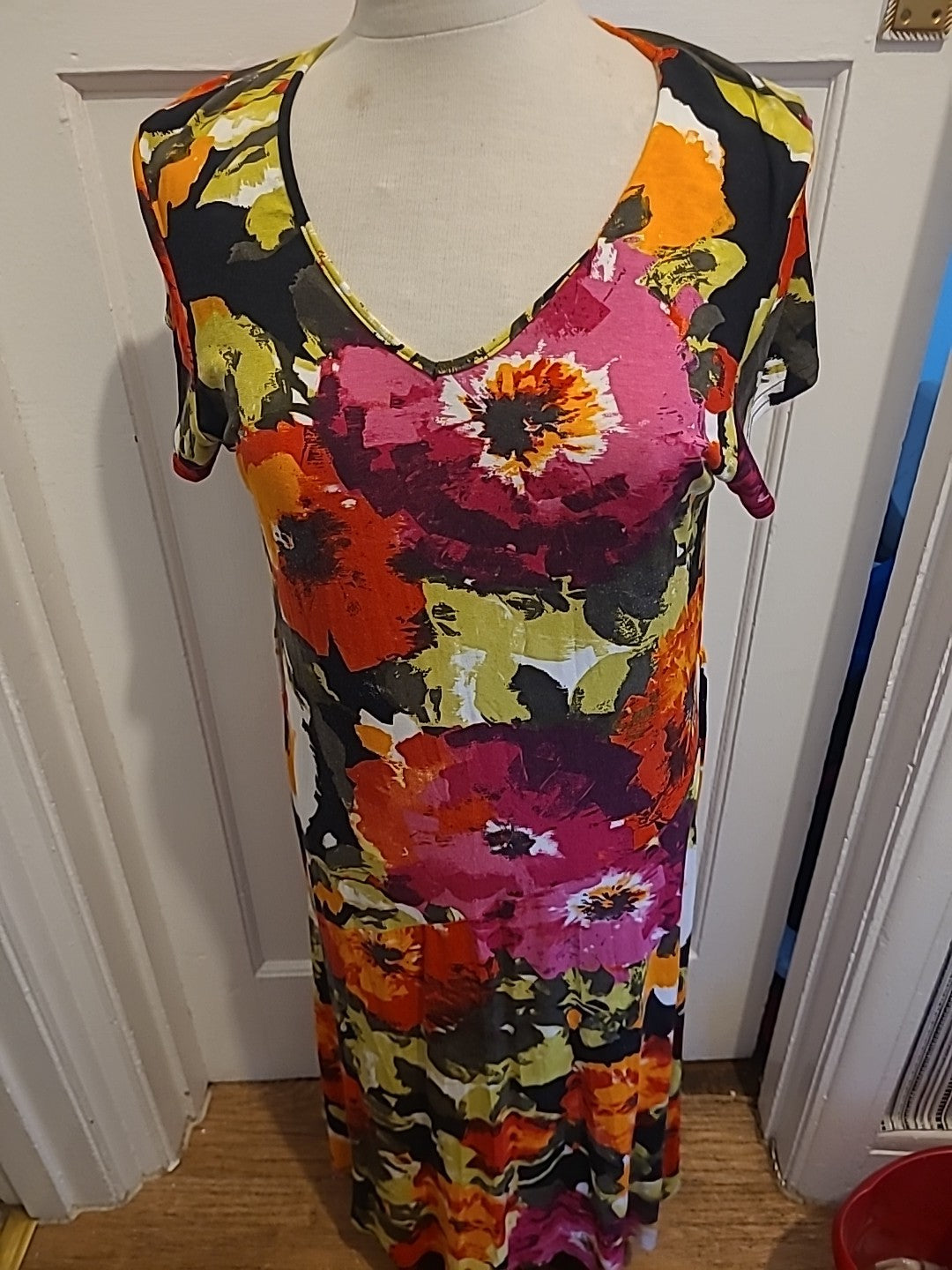 Ladies Gerard Size 14 Bright Multicoloured Short Cap Sleeved Dress