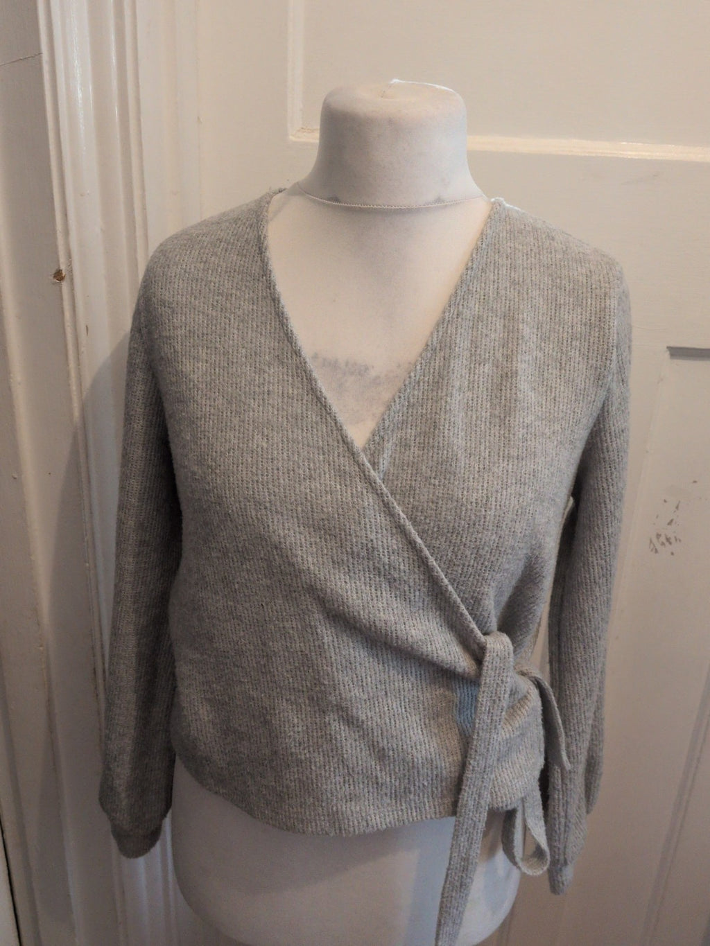 Ladies Vero Moda Medium Grey Long Sleeve Front Tie Jumper