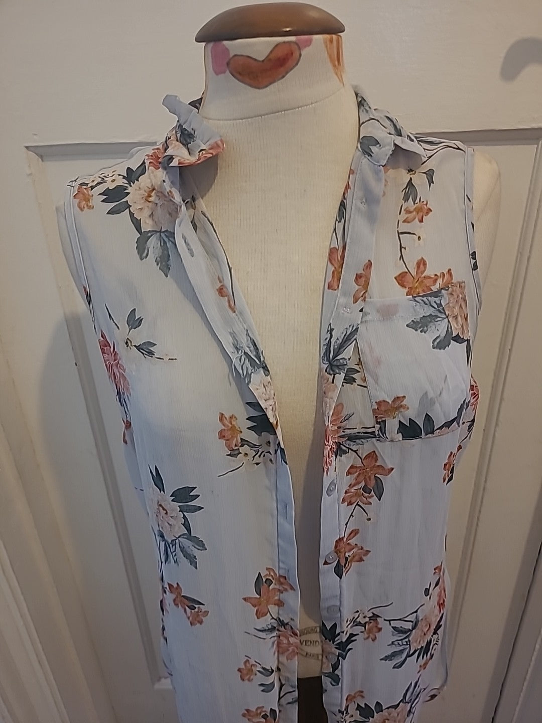 Ladies George Size 8 Blue Floral Lightweight Sheer Cardigan