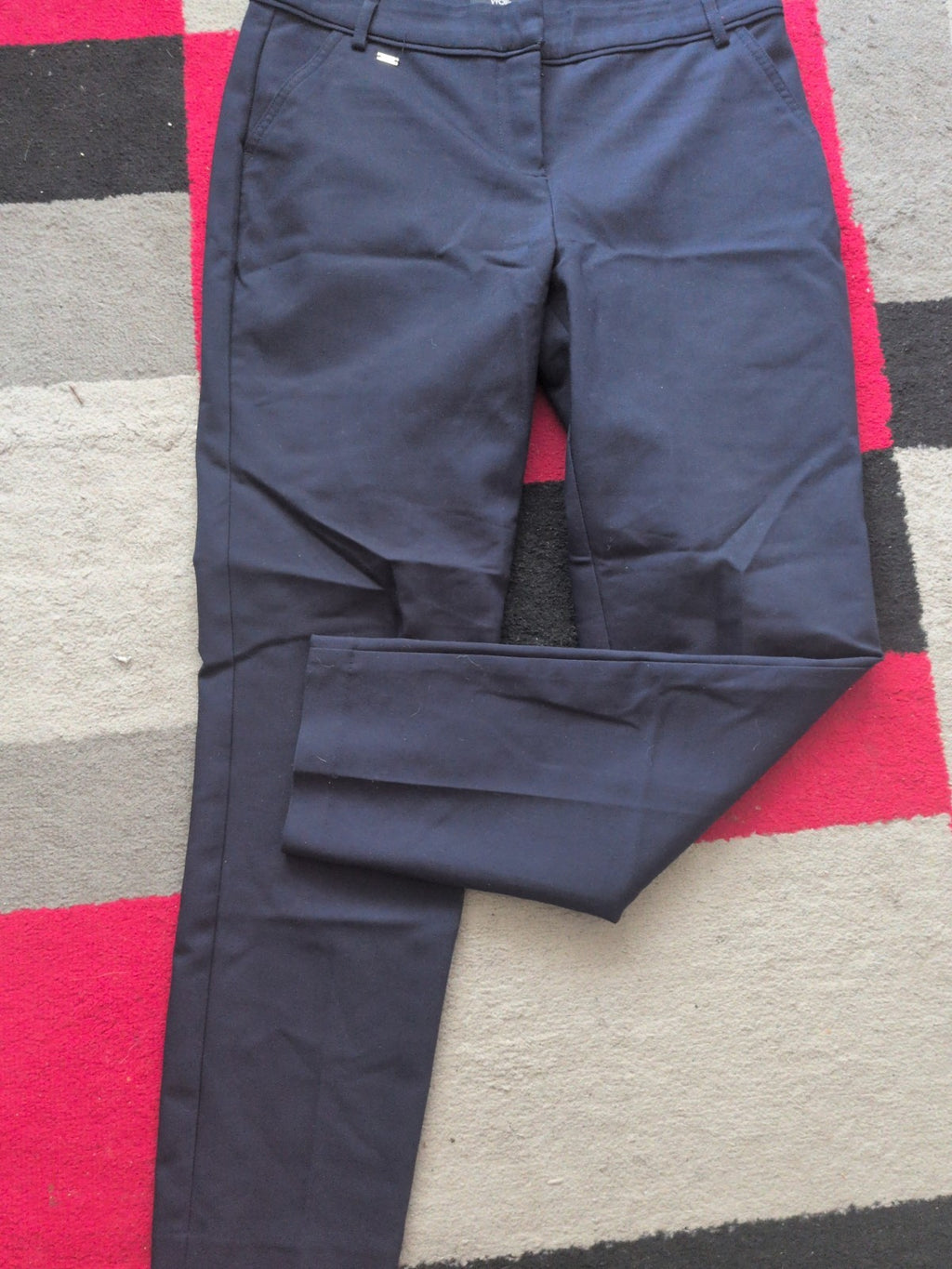 Wallis 10 Navy Straight Leg Trousers Smart