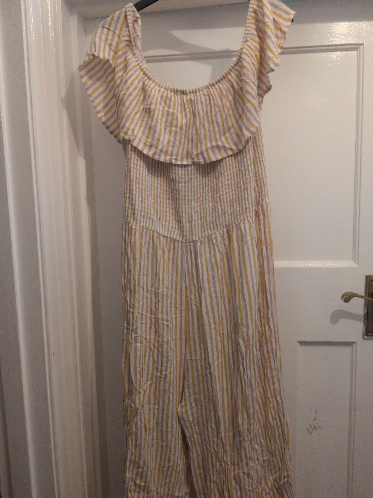 Primark 20 Yellow/Beige/White Stripe Jumpsuit Sleeveless