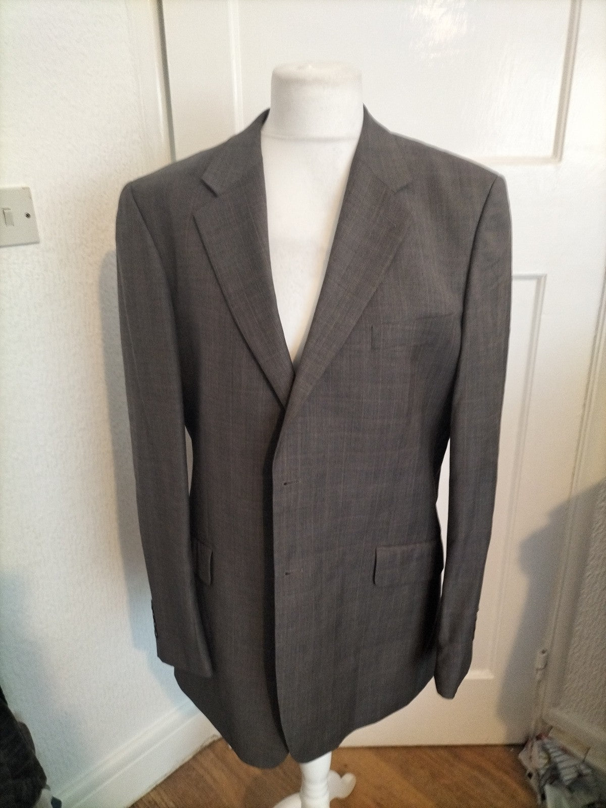 Mens Fellini Size 44L Brown Pinstripe Tuxedo Jacket