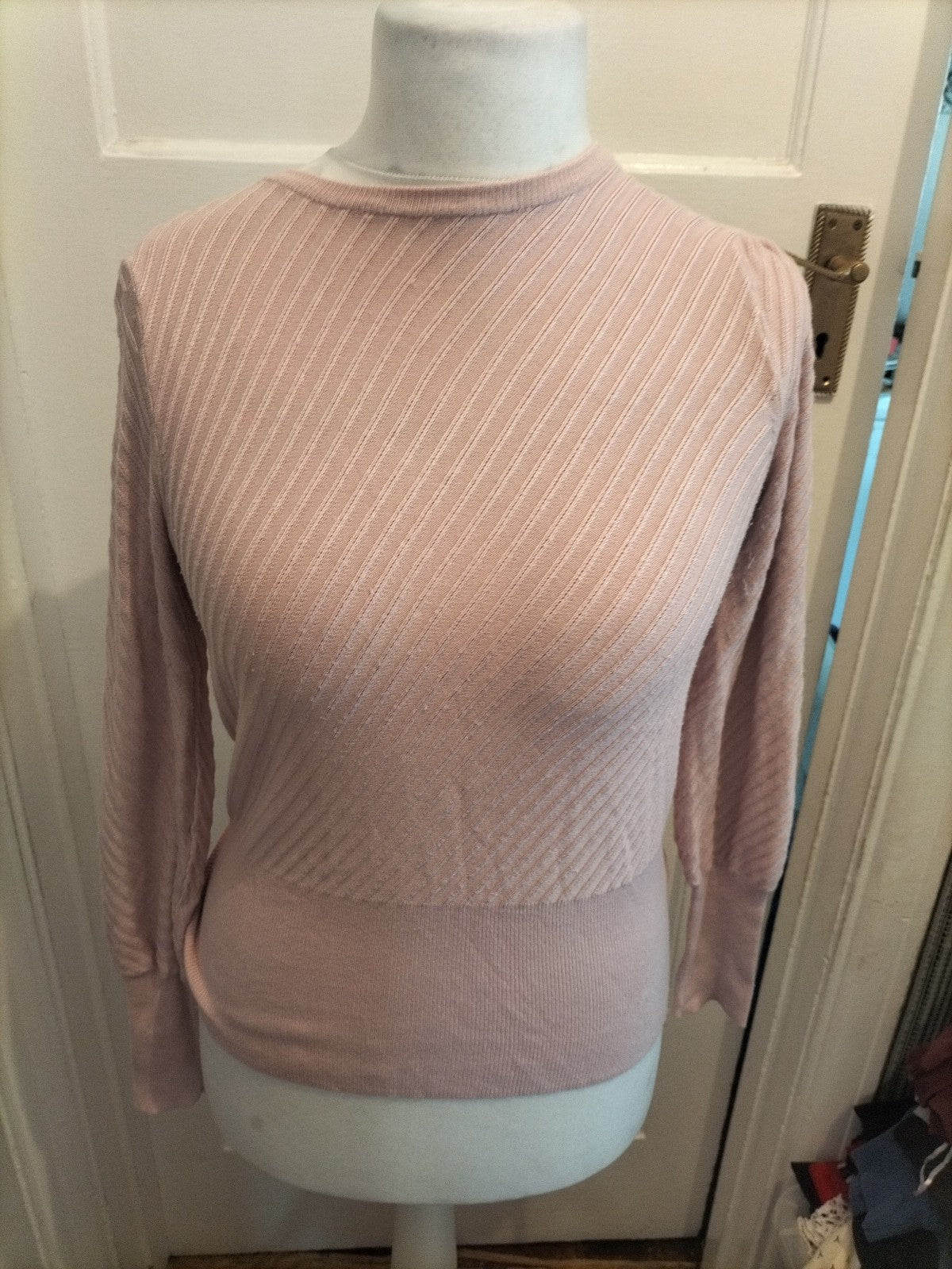 Ladies M&S Collection Size 10 Pink Textured Long Sleeved Round Neck Jumper...