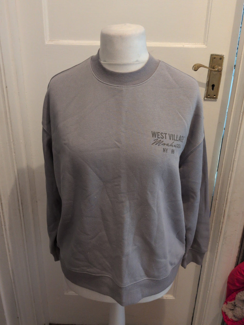 Ladies Primark Size Medium Grey Print Pullover Jumper