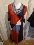 Ladies Size Large Grey/Red/Black Short Sleeved Maxi Dress