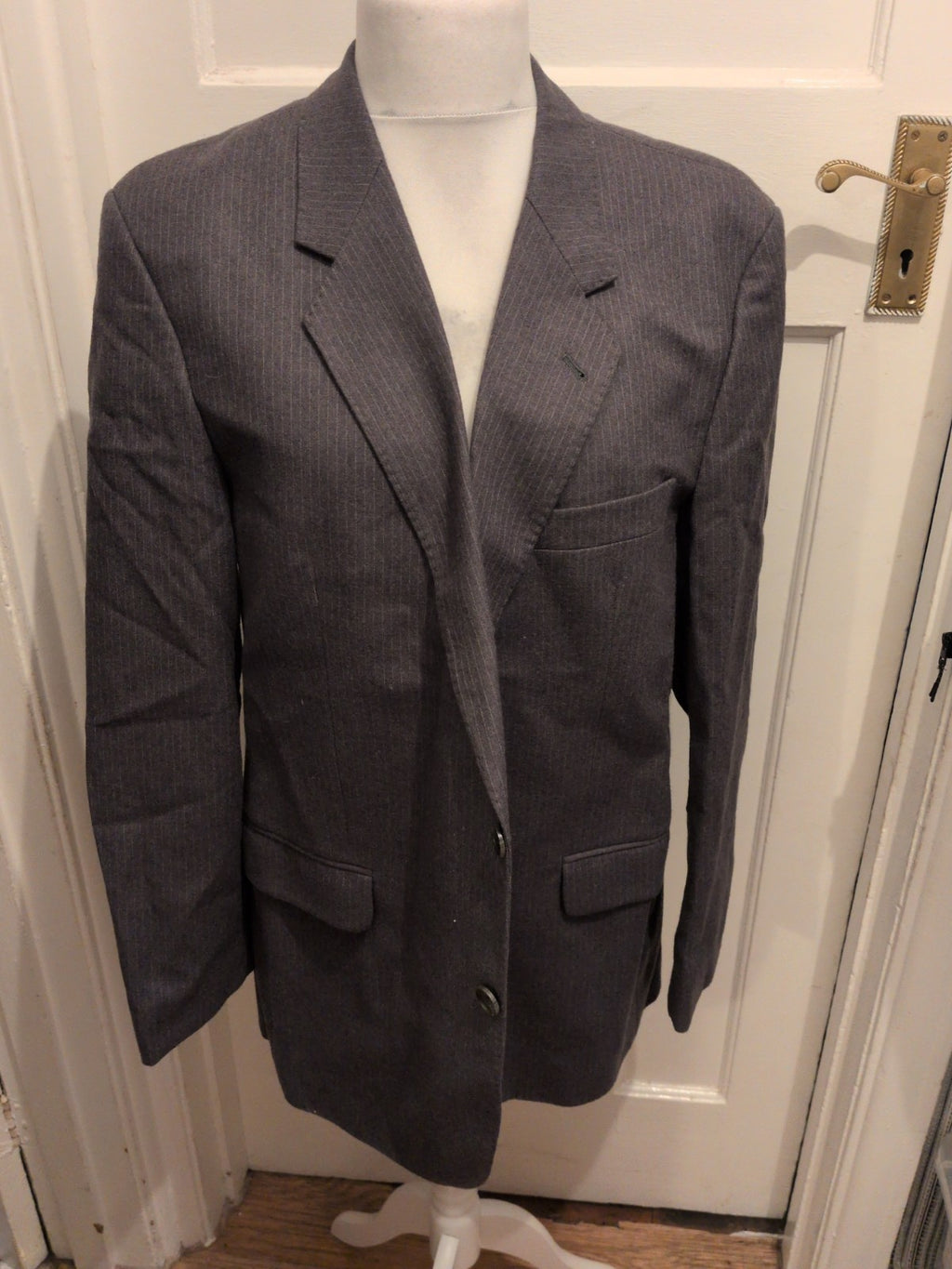 Male Large Grey Pinstripe Suit Jacket