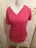 Shein XL Bright Pink Knot Detail Short Sleeve Blouse