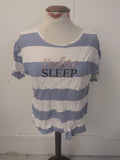 Ladies Peacocks Size 10-12 Blue Striped Short Sleeve Pyjama Top