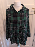 Primark XL Green Check Long Sleeve Buttoned Shirt