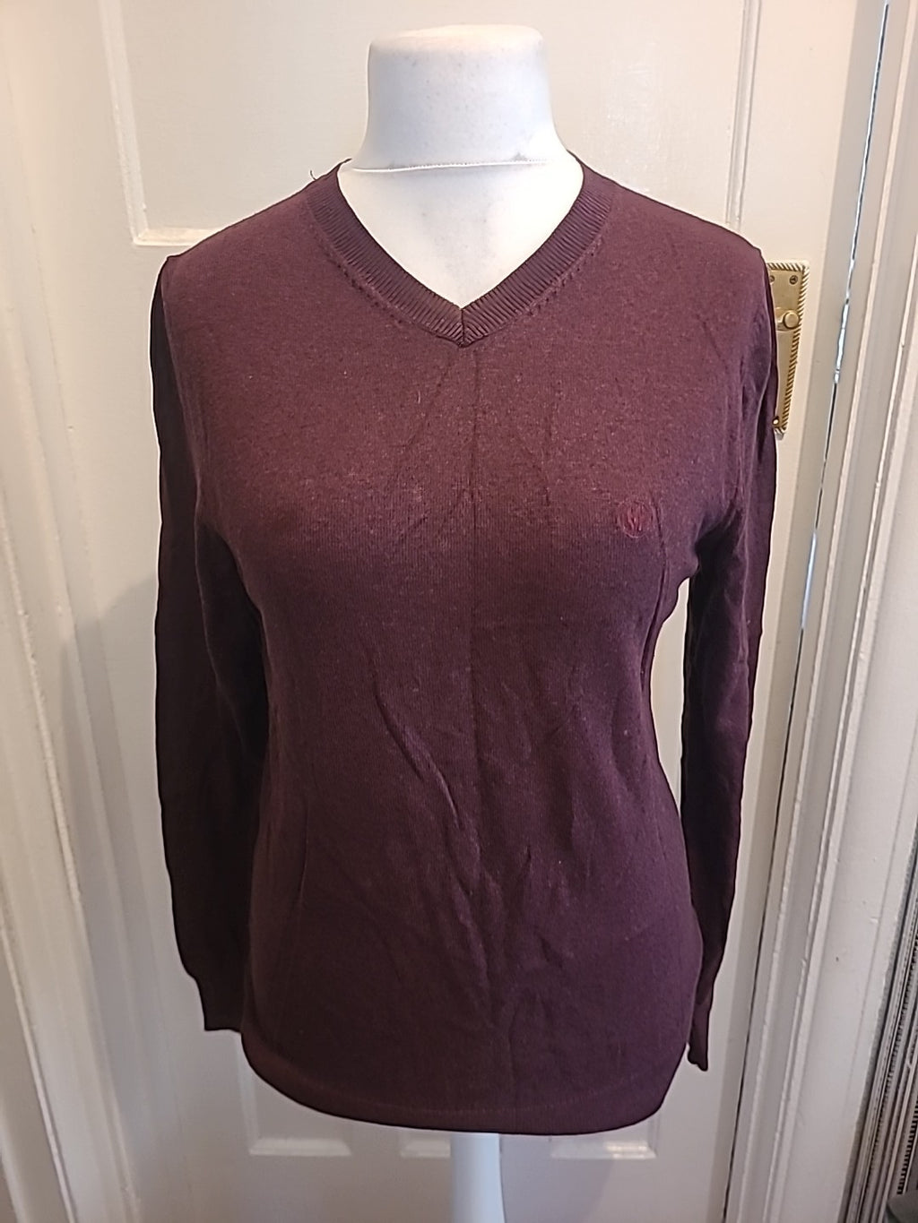 Mens Fat Face Size Small Burgundy Long Sleeved Pullover Jumper