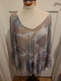 Ladies Seven Size Large Grey/Brown See Through Long Sleeved Top