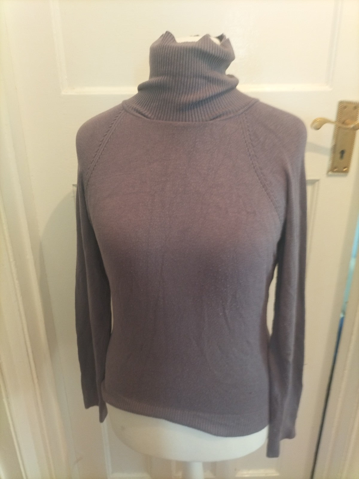 Ladies Nafnaf Size Large Purple Roll Neck Jumper Bobbling