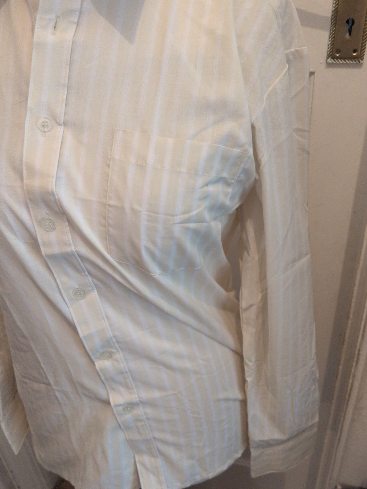 Mens Antonio Vitali 15.5 Collar Pale Cream And White Long Sleeve Shirt