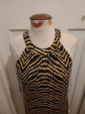 Ladies Peacocks Size 14 Black/Orange/White Patterned Sleeveless Dress