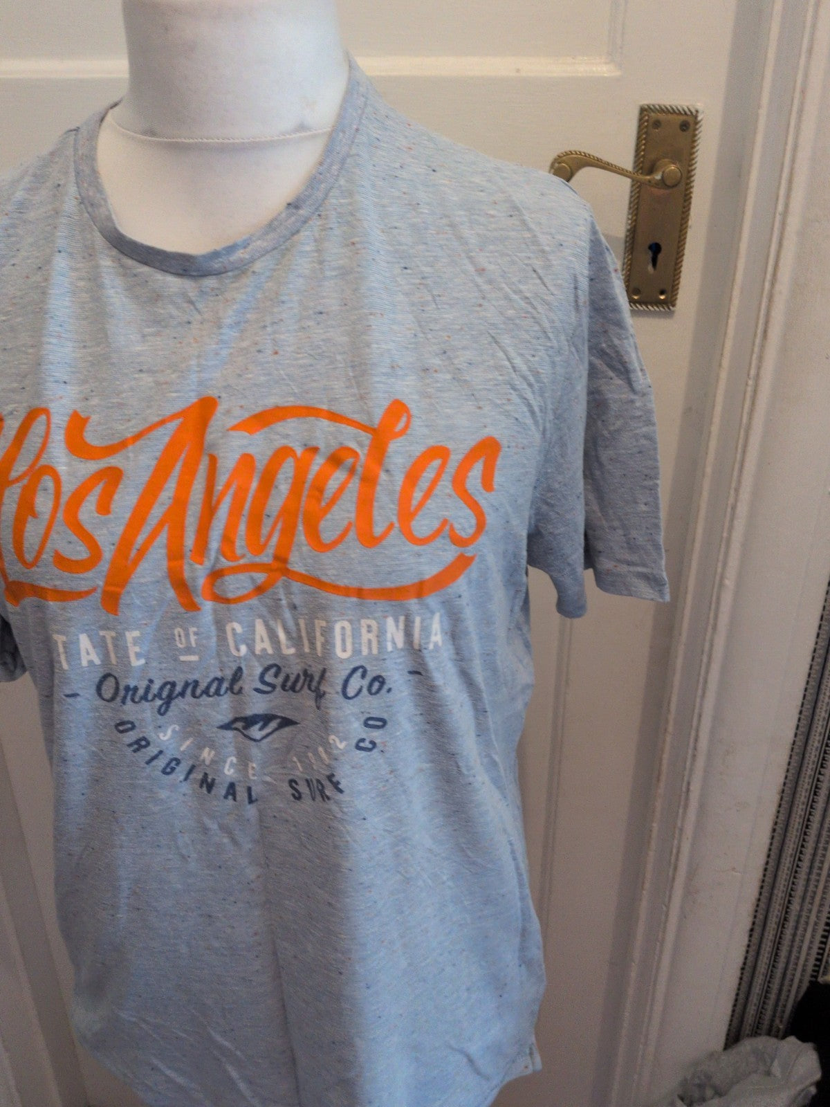 Next Large Grey Flecked With Orange Print Short Sleeve T-shirt