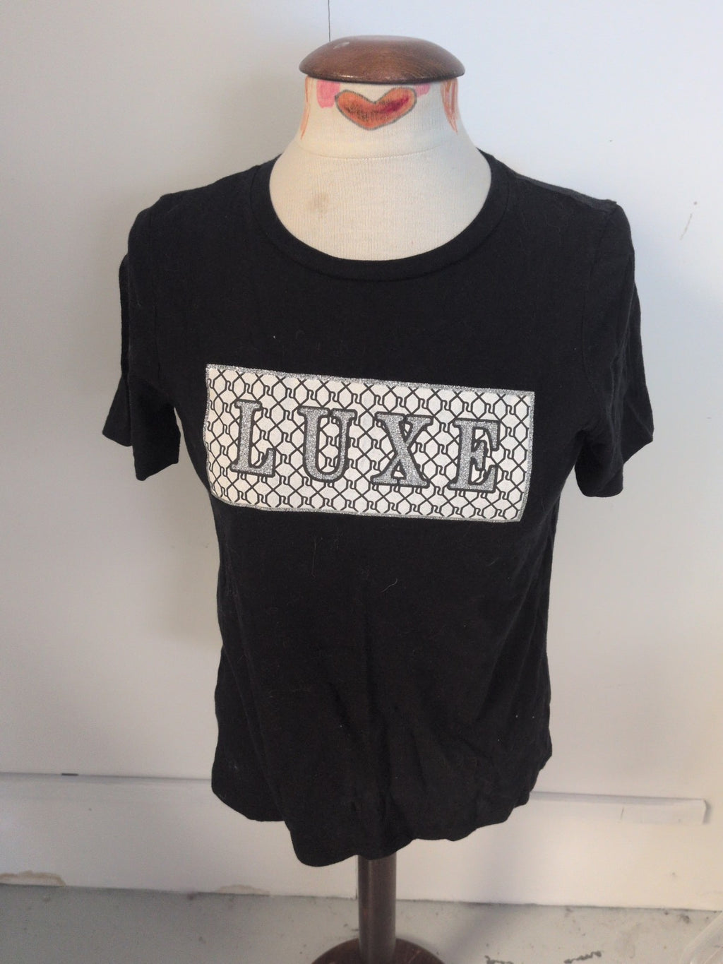 River Island 10 Black Print "Luxe" Short Sleeve T-shirt