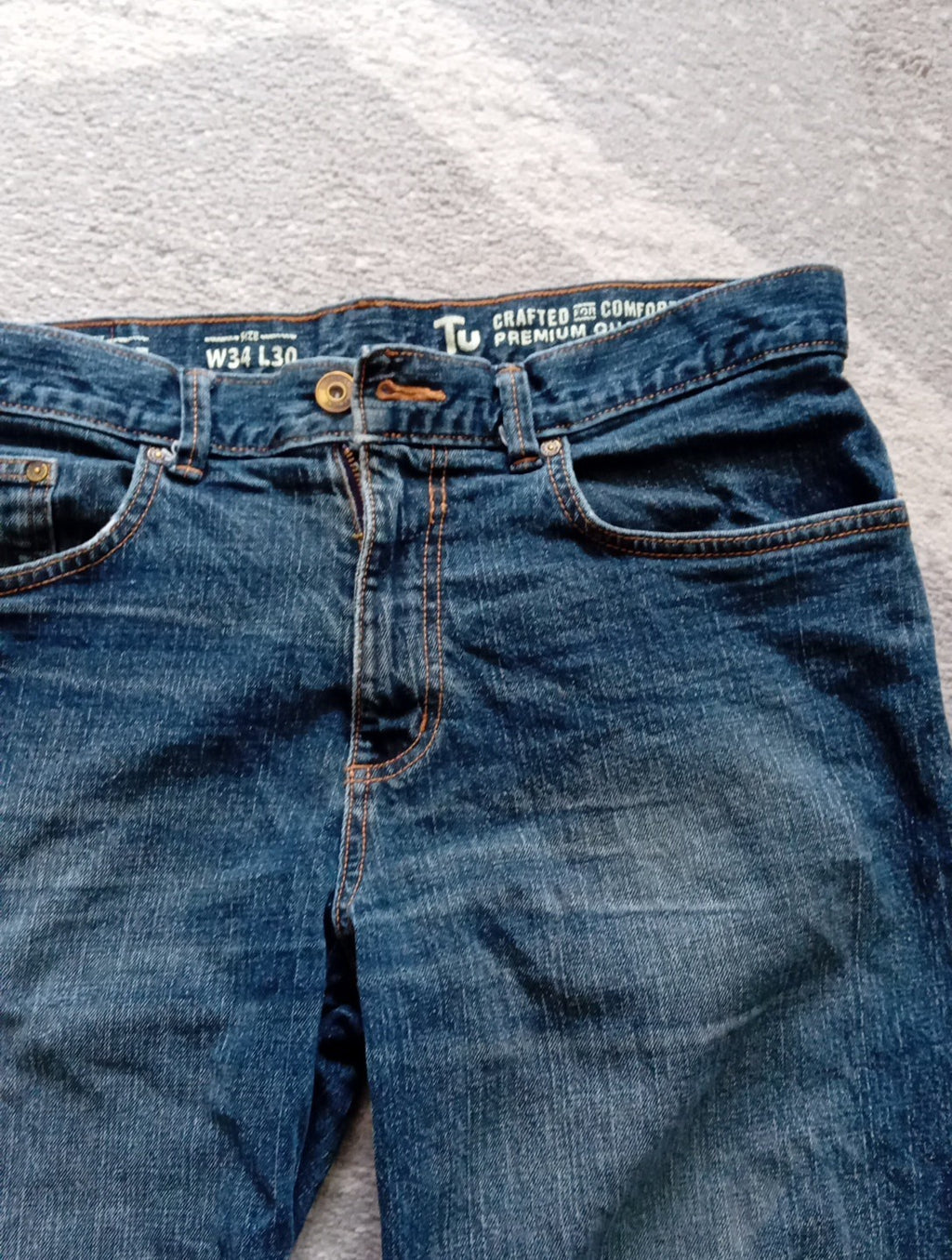 Mens TU Jeans 34 W 30 L Blue Distressed