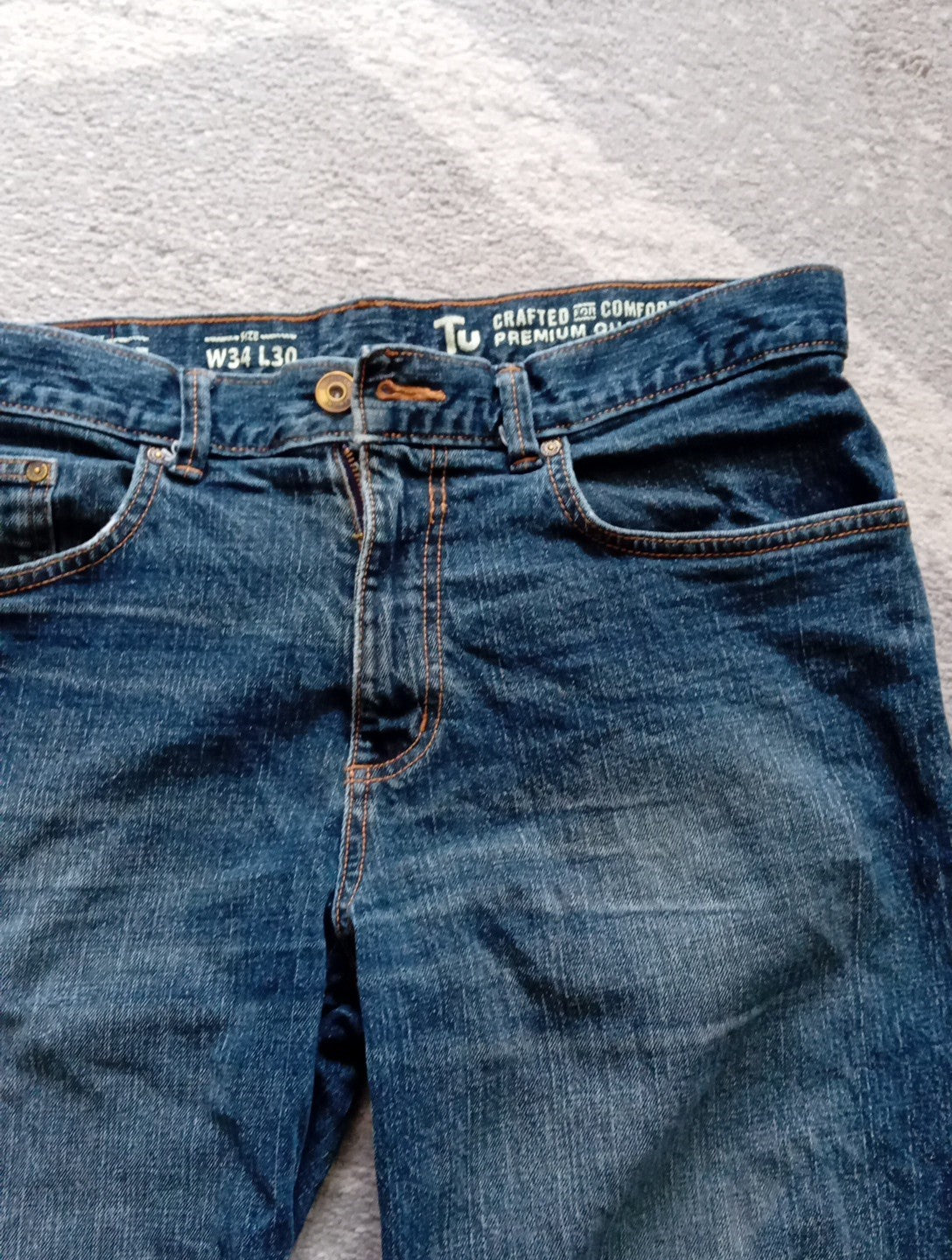 Mens TU Jeans 34 W 30 L Blue Distressed